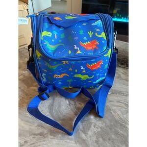 Kids Dinosaur Lunch Box Insulated Bag Bento Box Water Bottle Set Blue